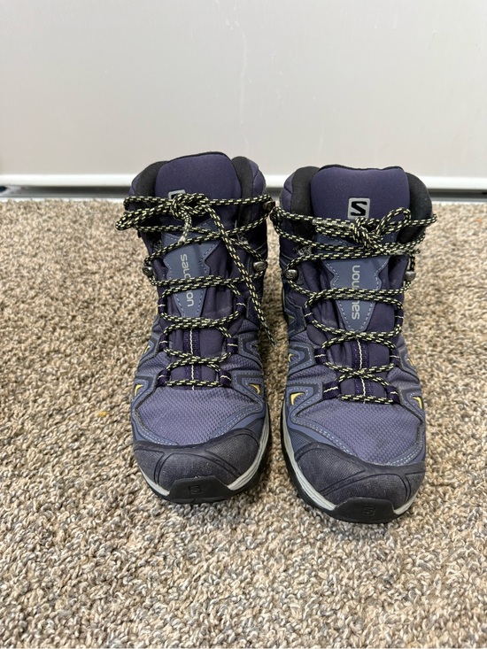 Salomon Shoes - Salomon Purple and Black Trail Hiking Boots with Yellow Accents